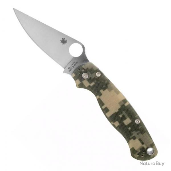 Couteau "Para Military 2" S45VN / G10 camo, Finition inox [Spyderco]