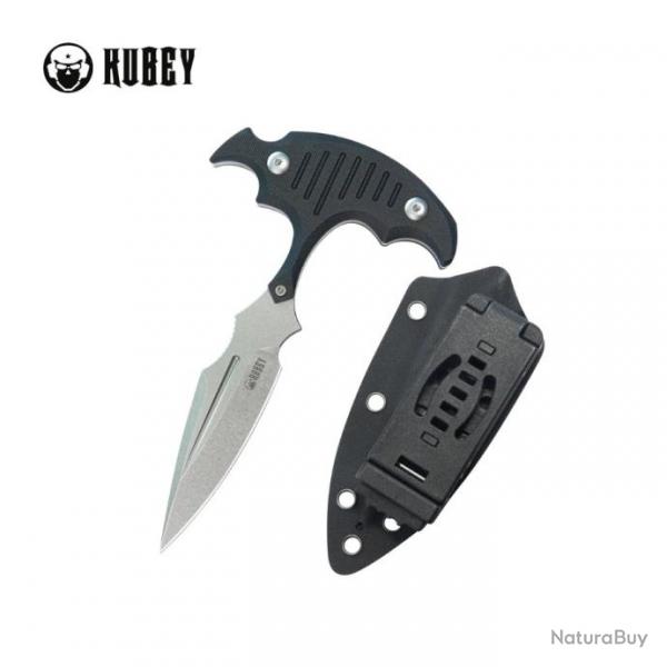 Couteau Kubey Medusa Push Dagger Black Manche G-10 Lame Acier 14C28N Etui Kydex KUB242A