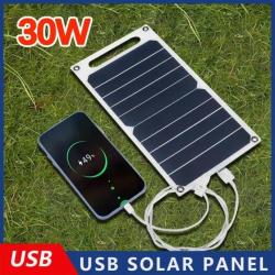 Panneau Solaire 30W avec USB Etanche pour les Activités de Plein Air Chasse Camping Randonnée