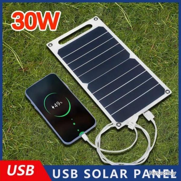 Panneau Solaire 30W avec USB Etanche pour les Activits de Plein Air Chasse Camping Randonne