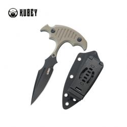 Couteau Kubey Medusa Push Dagger Tan Manche G-10 Lame Acier 14C28N Blk Etui Kydex KUB242E