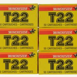 300 cartouches (6x50) .22 LONG RIFLE - WINCHESTER "T22" boites jaunes