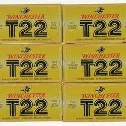 300 cartouches (6x50) .22 LONG RIFLE - WINCHESTER "T22" boites jaunes pâle