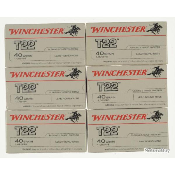 300 cartouches (6x50) .22 LONG RIFLE - WINCHESTER "T22" boites blanches