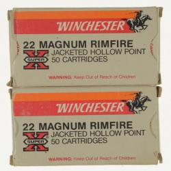 100 cartouches .22 WMR (.22 MAGNUM) WINCHESTER "SUPER X" HOLLOW POINT