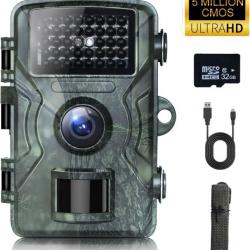 Caméra de Chasse Surveillance 48MP 4K Vision Nocturne Infrarouge Étanche IP66 120° 940nm IR LED