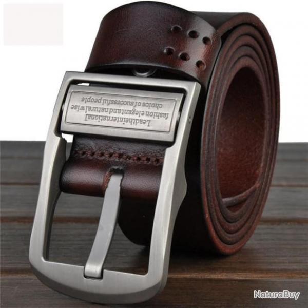 Ceinture en cuir PU Homme dcontracte large ceinture longueur 120 cm Largeur 3,8 cm Marron