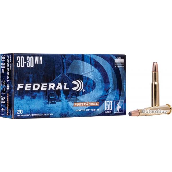 Munitions FEDERAL cal.30-30 rem mag power shok 9.7g 150gr par 20