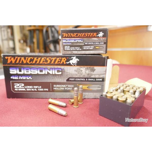 Winchester 22Lr Subsonic 42 MAX par 500