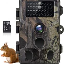 Caméra de Chasse 50MP 4K  HD  Angle 90° Infrarouge Vision Nocturne 25M Étanche IP66 Carte SD 32GB