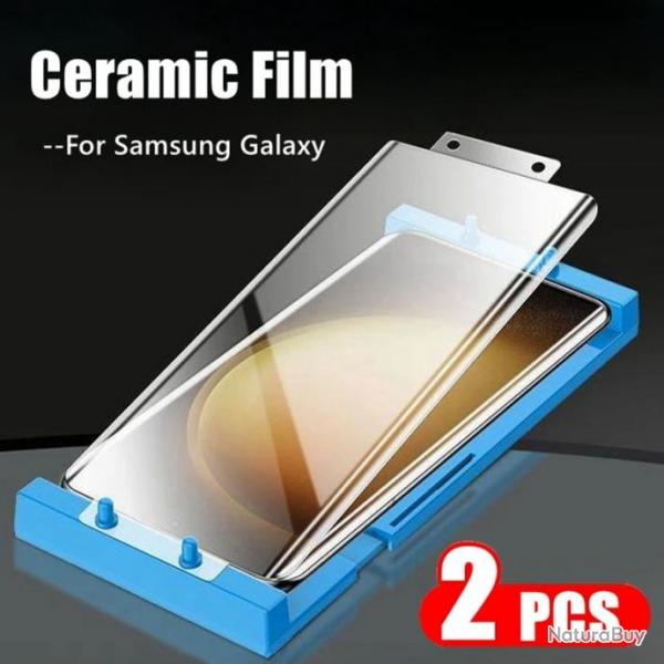 2 Film Ceramique Protection Ecran + Gabarit Pose pour Samsung, Smartphone: Galaxy S21 Ultra