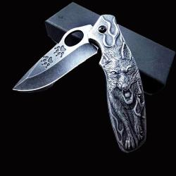 Couteau Viking Pliant Loup Geri - Votre Compagnon d'Aventure