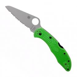 Couteau "Salt 2" LC200N / nylon-fibre de verre vert, Tranchant dentelé [Spyderco]