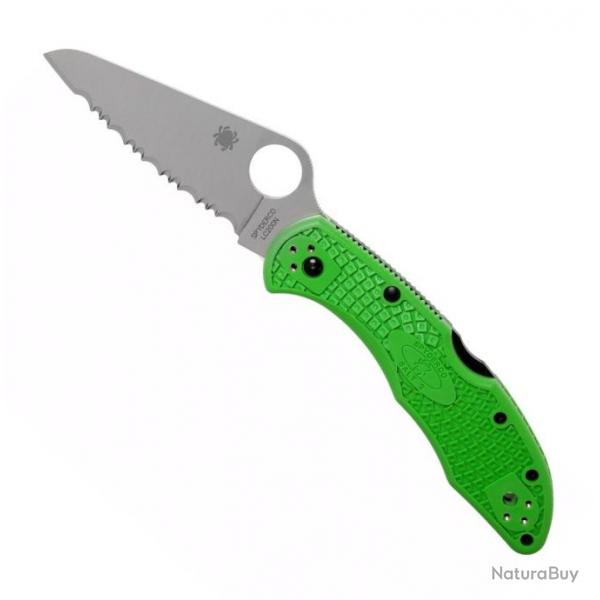 Couteau "Salt 2" LC200N / nylon-fibre de verre vert, Tranchant dentel [Spyderco]