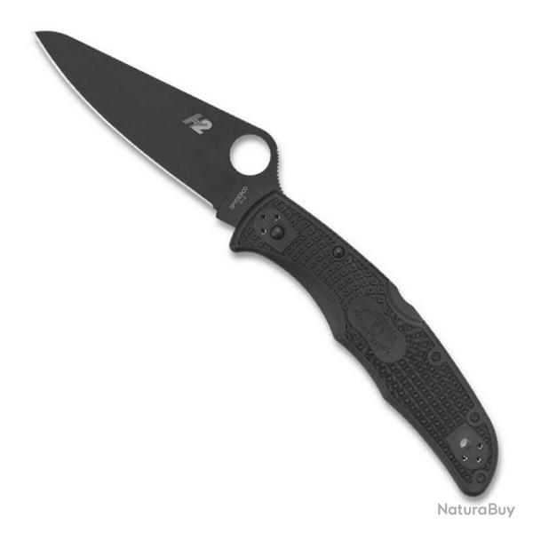 Couteau "Pacific Salt 2" H-2 / nylon-fibre de verre noir, Finition DLC noir, Tranchant plein [Spyder
