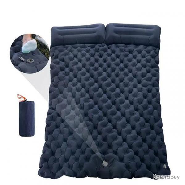 Matelas Gonflable Double + Oreillers Inclus Pliable Lger Randonne Chasse Camping Pche