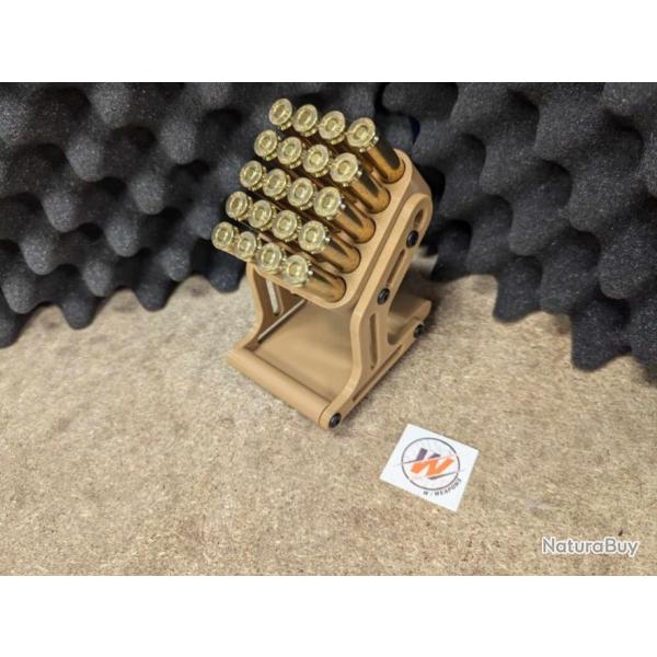 PORTE CARTOUCHE  -Prsentoir  munitions pour 20 Balles - Calibre 6.5 creedmoor Couleur SABLE / TAN