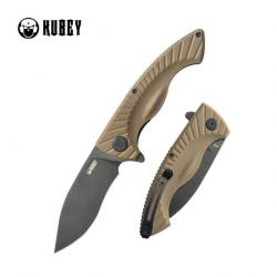 Couteau KUBEY Timberwolf Tan Manche G-10 Lame Acier 14C28N BLK IKBS Linerlock Clip KUB208H