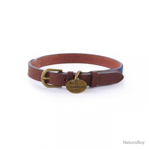 Collier pour chien Le Chameau Coton Cir/Cuir - S / Bleu Fonc