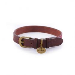 Collier pour chien Le Chameau Coton Ciré/Cuir - S / Rouge