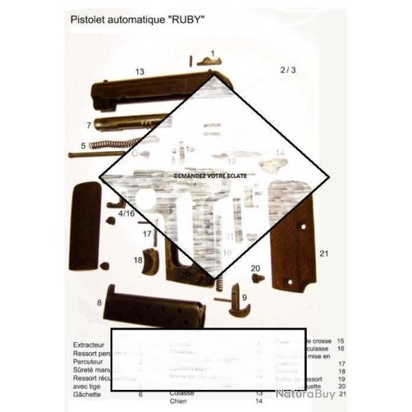 clate des pices de pistolet RUBY 1915 (envoi par mail) - VENDU PAR JEPERCUTE (m2103)