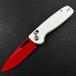 Couteau Kubey Bluff White Manche G10 Lame Acier 14C28N Red Axis lock Clip KUB248B