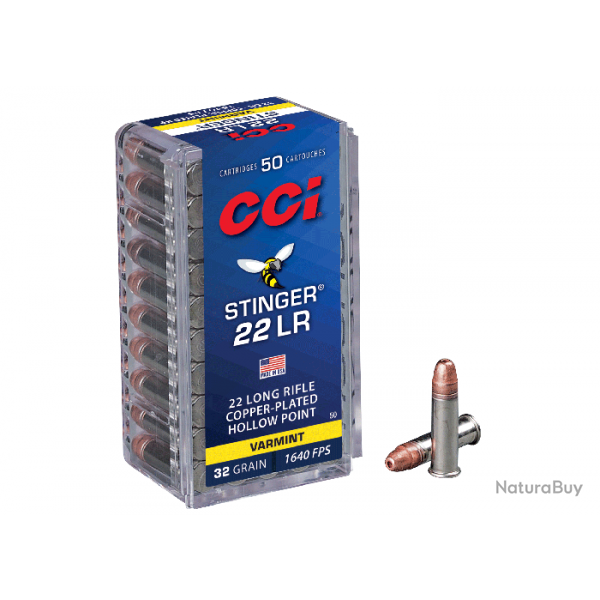 Balles CCI Stinger Hyper Velocity - Cal. 22 LR - Par 1