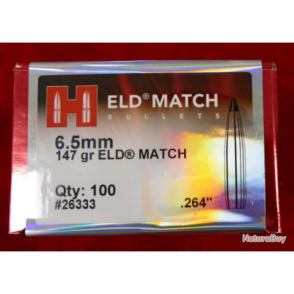 100 Ogives HORNADY cal 6.5mm 147Gr Eld Match