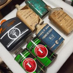 Lot collection bidon poudre chasse vide annees 30 et années 70