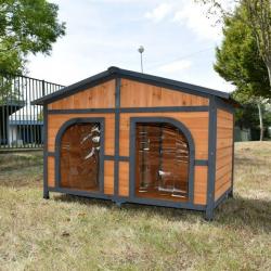 Niche XL double niche chien double niche double niche en bois niche extérieur cielterre-commerce