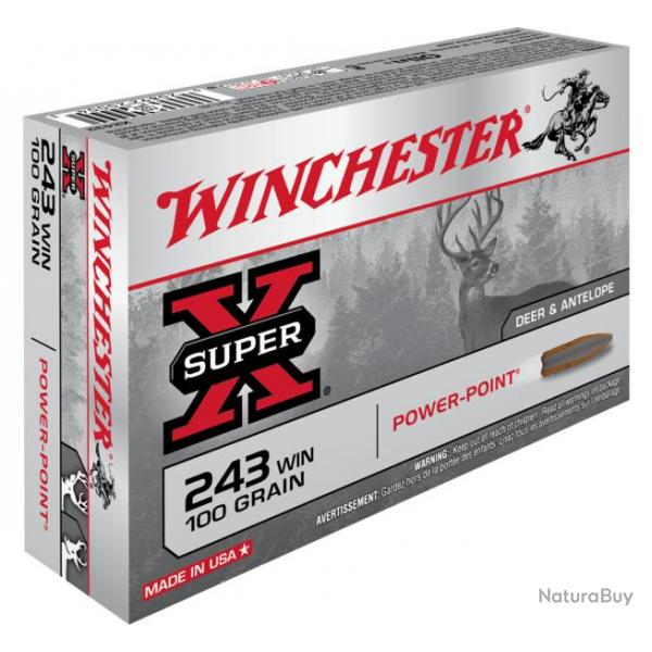 Munitions Winchester 243 power point 100gr 243