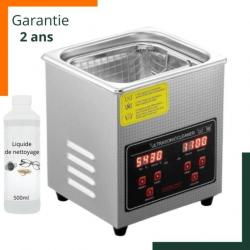 Nettoyeur à ultrasonique 2L - Acier inoxydable - 60W 40Khz - Garantie 2 ans -  Liquide offert