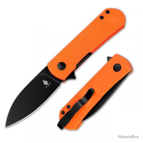 Couteau Kizer Yorkie Orange Manche G10 Lame Acier NitroV Black Liner Lock Clip KIV3525A2