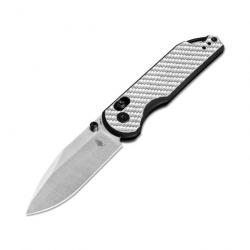 Couteau Kizer Assassin Silver&Black Lame Acier Nitro V Manche G10/FCarbone Clutch Lock KIV3549A3