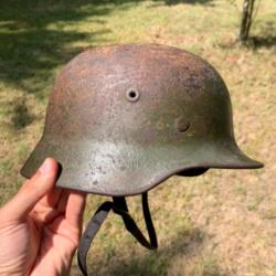 Casque allemand m40 camouflé ww2 Normandie