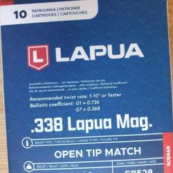 Cartouches .338 Lapua Magnum 300gr - boite 10 pcs