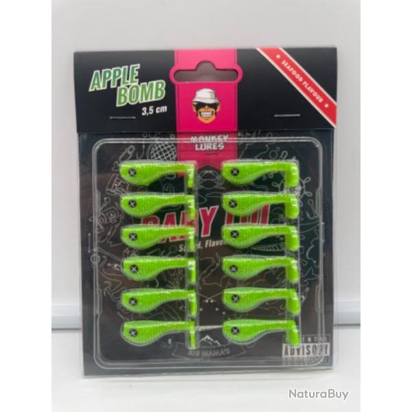 Pochette de 12 leurres souples Monkey Lures 3,5cm Apple Bomb