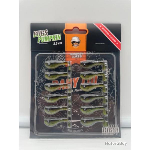 Pochette de 12 leurres souples Monkey Lures 3,5cm Bugs Pumpkin