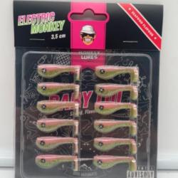 Pochette de 12 leurres souples Monkey Lures 3,5cm Electric Monkey