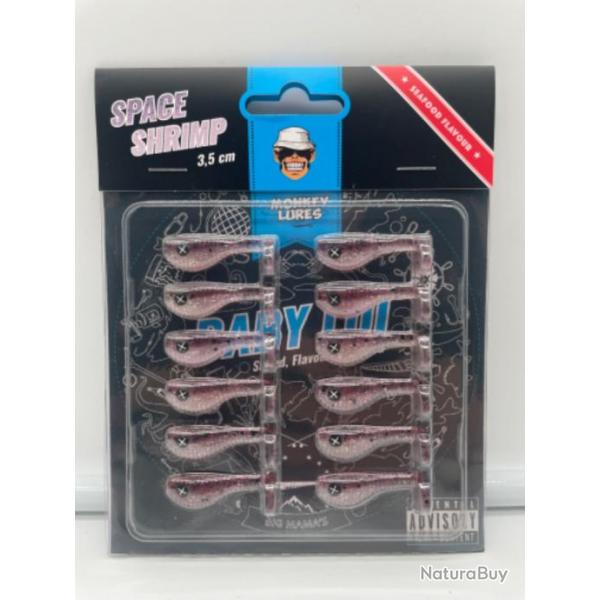 Pochette de 12 leurres souples Monkey Lures 3,5cm Space Shrimp