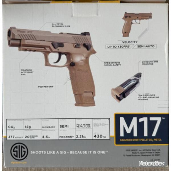 Super affaire !!- Sig Sauer M17  plomb + 10 cartouches CO2 - blowback - Tir 20 coups