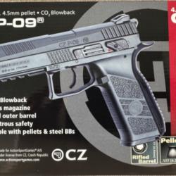 Très bonne affaire - CZ P09 plomb/billes + 10 cartouches CO2 - blowback - Quasi neuf tiré 10 coups.