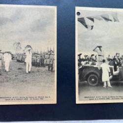 2 Cartes postales AEF De gaulle à Brazzaville Congo 24 Octobre 1940 France Libre