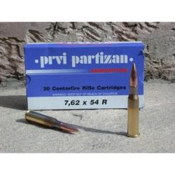 Cartouches PARTIZAN CAL. 7,62X54R 170-GRS FMJ-BT lot de 500