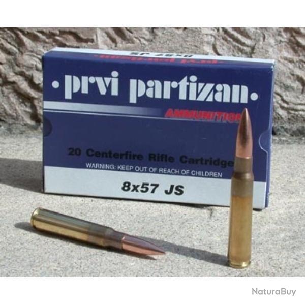 Cartouches PARTIZAN CAL. 8X57 JS 198-GRS FMJ lot de 1000