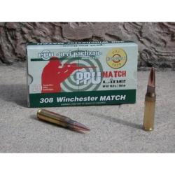 Cartouches PARTIZAN CAL. .308 WINCHESTER 168-GRS HPBT MATCH lot de 1000