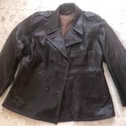 VESTE CUIR troupes motorisées France 1940 / 1950, fabricant GERY cachet de réception, Armée 2WW indo