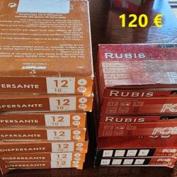 lot de 105 cartouches cal 12 soit 3 bts de 25 UNIFRANCE en 2 BJ - 3 bts de LONGUES PORTEES CFA EN 2