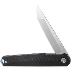 Couteau Win+ Black Manche G10 Lame Tanto Acier D2 Satin Linerlock Clip WPK3395GB