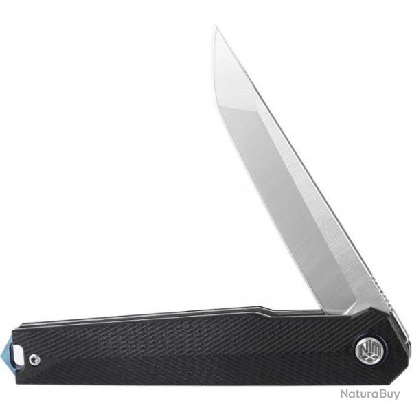 Couteau Win+ Black Manche G10 Lame Tanto Acier D2 Satin Linerlock Clip WPK3395GB